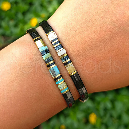 2Pcs Tila Glass Beaded Stretch Bracelets for Women Men GM5141-3-1