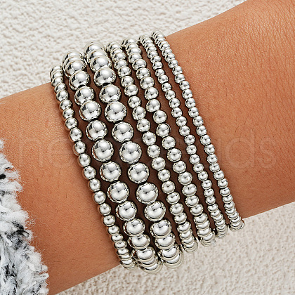 7Pcs CCB Round Beaded Stretch Bracelets WGF8C34-02-1
