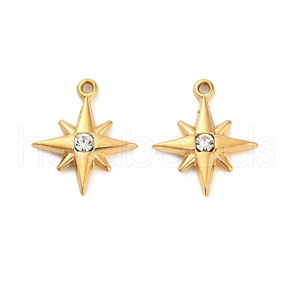 304 Stainless Steel Rhinestone Pendant STAS-U047-24G-1