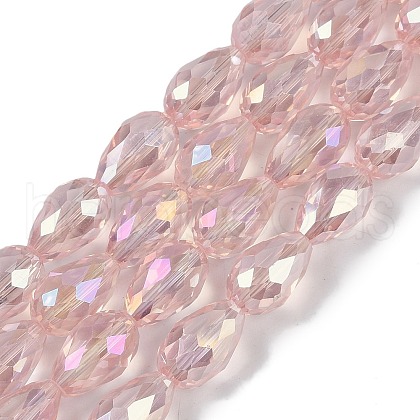 Transparent Electroplate Glass Beads Strands EGLA-N013-T8mm-B18-1