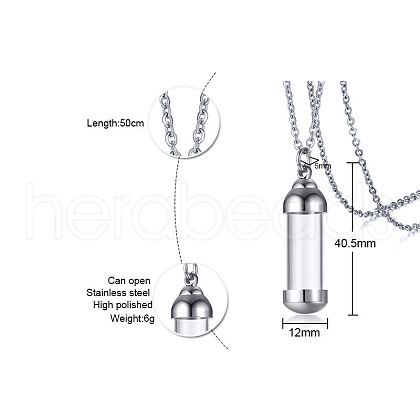 316L Stainless Steel Urn Glass Bottle Pendants BOTT-PW0001-076D-P-1