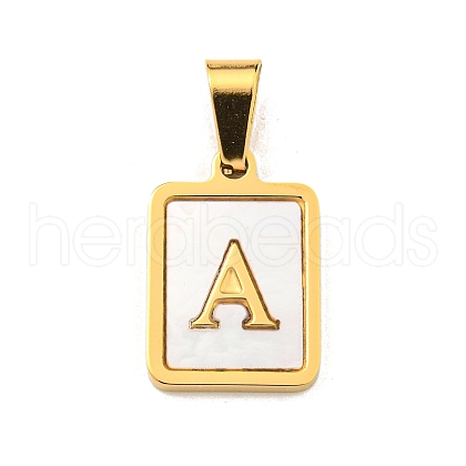 PVD Vacuum Plating 304 Stainless Steel Pave Natural White Shell Pendants STAS-S130-03G-A-1