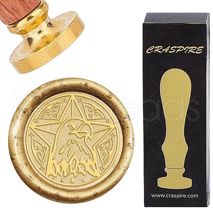 Brass Wax Seal Stamps with Wood Handle AJEW-WH0412-0095-1