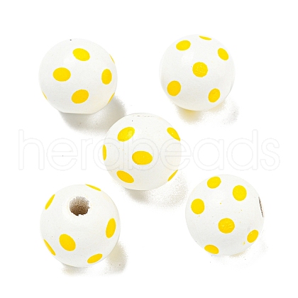 Printed Wood European Beads WOOD-G022-18B-1