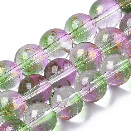 Transparent Spray Painted Glass Bead Strands GLAA-N035-03C-B01-1