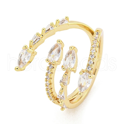 Brass Micro Pave Cubic Zirconia Cuff Rings RJEW-I103-100G-1
