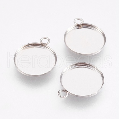 Tarnish Resistant 304 Stainless Steel Pendant Cabochon Settings STAS-I097-055-02P-1