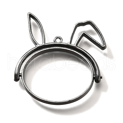 Rabbit Rotatable Alloy Swivel Open Back Bezel Pendants PALLOY-I223-19B-1