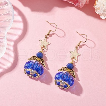 Angel Star Handmade Glass Seed Beads & Glass Dangle Earrings for Women EJEW-MZ00393-02-1