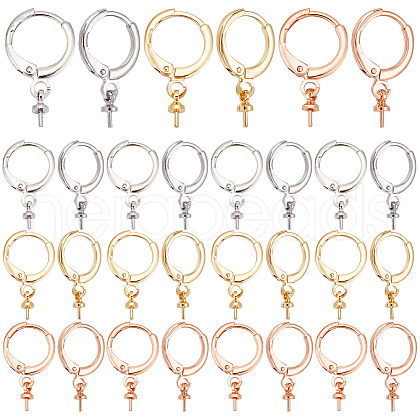   18Pairs 3 Colors Brass Huggie Hoop Earring Findings KK-PH0005-44-1