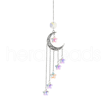 Glass Star Pendant Decoration HJEW-TA00105-1