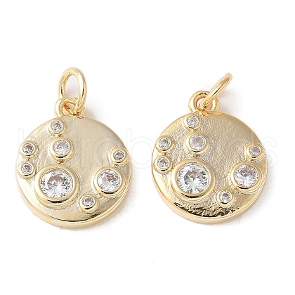 Brass Micro Pave Clear Cubic Zirconia Pendants KK-Q031-30G-1