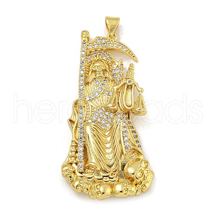 Rack Plating Brass Micro Pave Cubic Zirconia Pendants KK-I718-07G-1