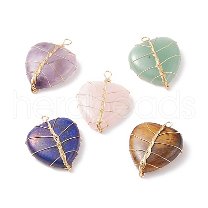 Natural Mixed Stone Pendants PALLOY-JF01653-1