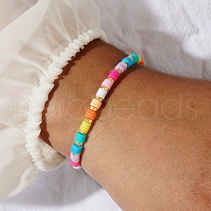 Bohemian Style Polymer Clay Heishi Beads Stretch Bracelets for Women LX3765-1
