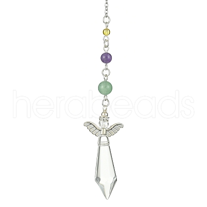 Mixed Gemstone Pointed Dowsing Pendulums PALLOY-TA00075-1