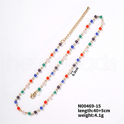 Colorful Crystal Necklace with Simple and Elegant Design for Fashionable Women. LC0921-2-1