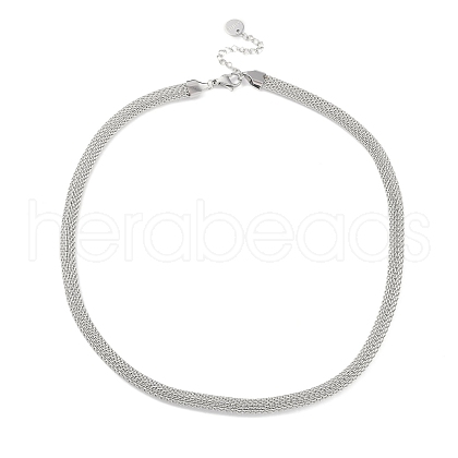 Non-Tarnish 304 Stainless Steel Mesh Chain Necklaces for Women NJEW-C055-04P-1