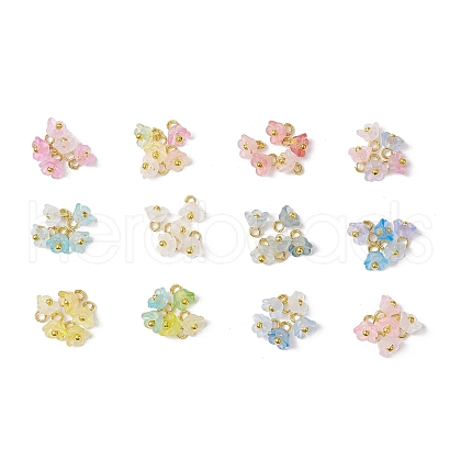 60Pcs 12 Colors Frosted Acrylic Flower Charms PALLOY-JF03550-1