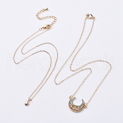 Brass Pendant Necklace Sets NJEW-JN02485-1