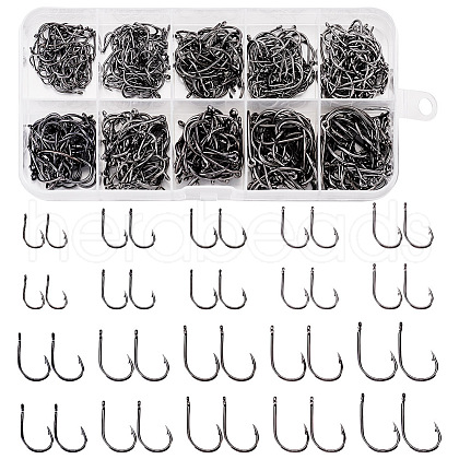 500Pcs 10 Styles Carbon Steel Fish Hooks FIND-TAC0028-18-1
