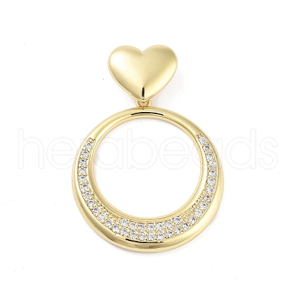 Rack Plating Brass Micro Pave Clear Cubic Zirconia Pendants KK-H474-19G-03-1