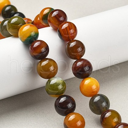 Natural Multi-Color Agate Beads Strands G-A261-B05-14mm-1