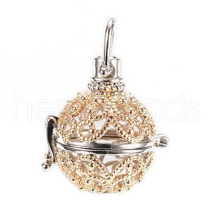 Rack Plating Brass Cage Pendants KK-R036-02-1