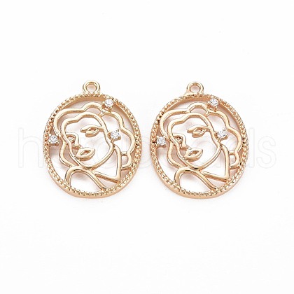 Brass Micro Pave Clear Cubic Zirconia Pendants KK-S356-757-1