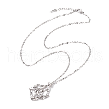 Crystal Stone Cage Pendant Necklaces NJEW-JN04758-02-1