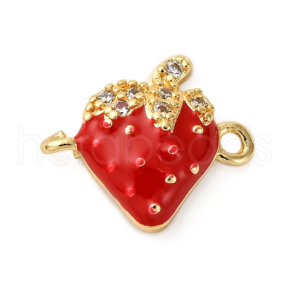 Brass Micro Pave Clear Cubic Zirconia Fruit Connector Charms KK-I276-15G-A02-1