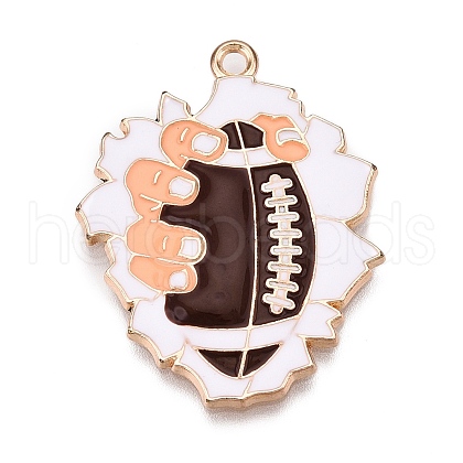 Rugby Theme Alloy Enamel Pendants ENAM-T021-07KCG-1