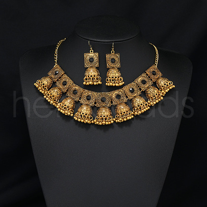 Indian Style Alloy Pendant Necklace & Dangle Earring FS-WG14192-02-1