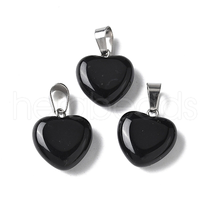 Natural Black Agate Pendants X-G-I311-A16-01-1