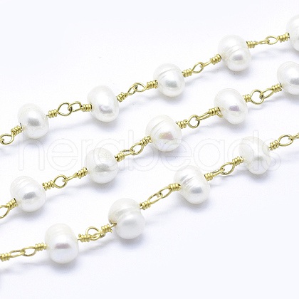 Natural Freshwater Pearl Handmade Beaded Chains CHC-L036-12G-1
