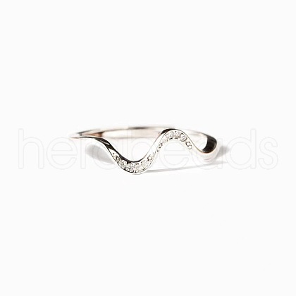 Wave Shaped 925 Sterling Silver Micro Pave Clear Cubic Zirconia Finger Rings FS-WG6021D-05-1
