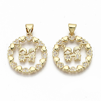 Brass Micro Pave Clear Cubic Zirconia Pendants ZIRC-S067-198-NF-1