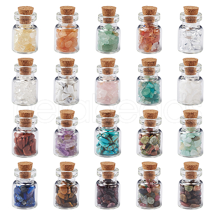 Kissitty Natural & Synthetic Gemstone Chip Beads Glass Bottles G-KS0001-02-1