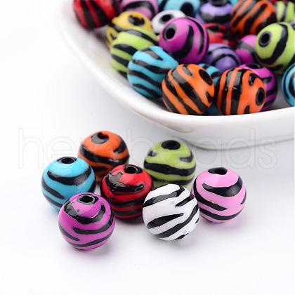 Mixed Zebra Striped Acrylic Beads X-SACR-C020-51-1