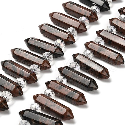 Natural Mahogany Obsidian Double Terminated Point Beads Strands G-H069-A02-01-1