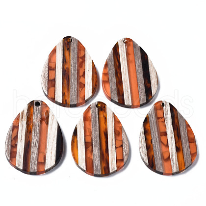 Stripe Resin & Walnut Wood Pendants RESI-N025-015A-D02-1