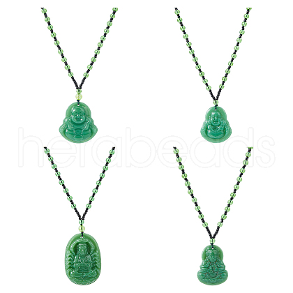 Olycraft 4Pcs 4 Styles Glass Pendant Necklaces NJEW-OC0001-04A-1