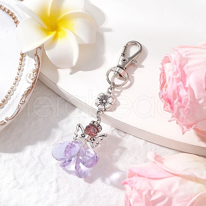Angel Glass Pendant Decorations HJEW-MZ00261-02-1