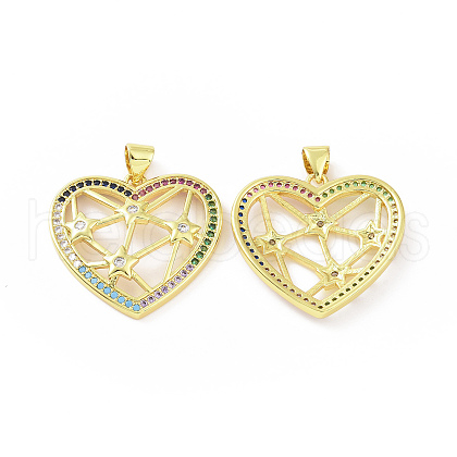 Brass Micro Pave Cubic Zirconia Pendants ZIRC-P106-04G-01-1