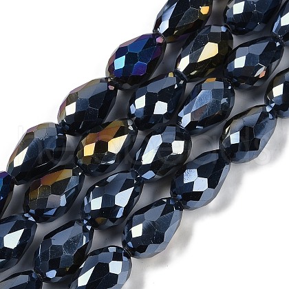 Opaque Solid Color Electroplate Glass Beads Strands EGLA-N013-P10mm-B01-1