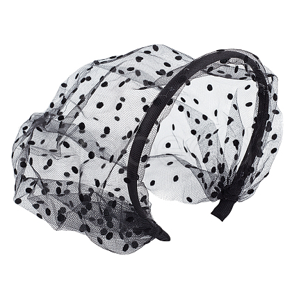 Polyester Mesh Veil Hair Bands OHAR-WH0021-63B-1