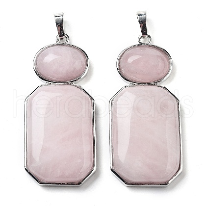 Natural Rose Quartz Human Body Shaped Pendants G-P552-03P-02-1