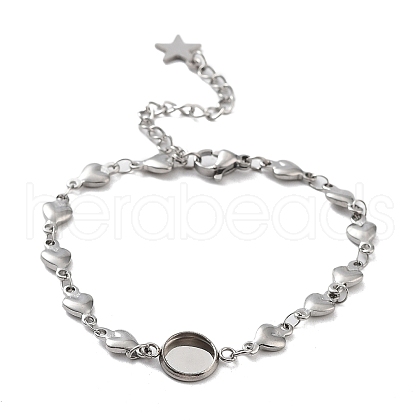 201 Stainless Steel Link Bracelet Settings Fit for Cabochons MAK-K023-01B-P-1