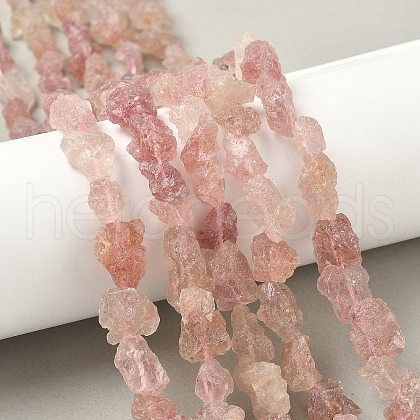 Raw Rough Natural Strawberry Quartz Beads Strands G-M453-D04-1