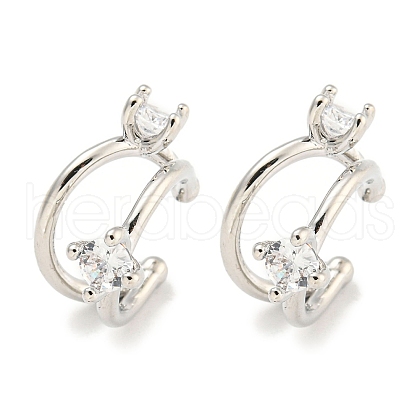 Brass Micro Pave Cubic Zirconia Cuff Earrings EJEW-C104-157P-1